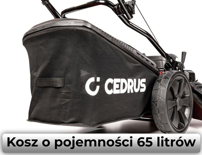 Kosz o pojemności 65 l w kosiarce Cedrus KS53S-H AL